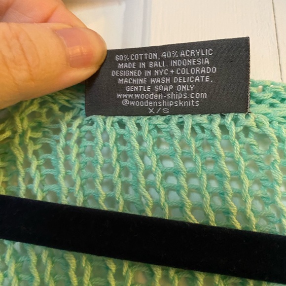 Wooden Ships Mint Green Knit Sweater, Women’s Extra Small/Small, Loose Knit - Picture 3 of 4